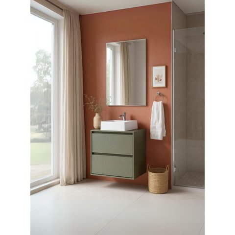 Gabinete para Banheiro com Cuba e Espelheira 60cm Mdf Verde Dubai - On Móveis