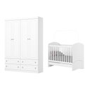 Ver imagem 2 de Conjunto Quarto de Bebê com Berço 3 em 1 e Guarda-Roupa Savana Branco Yescasa