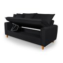 Ver imagem 3 de Sofa Living com Bau Multiuso 3 Lugares Suede Pes em Madeira: Preto