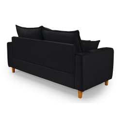 Sofa Living com Bau Multiuso 3 Lugares Suede Pes em Madeira: Preto - 5