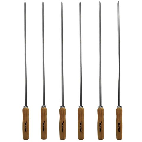 6 Espetos de Inox para Coração 85cm Carne Churrasqueira
