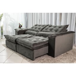 Sofá Retrátil e Reclinável Ipanema 1,80m em Tecido Veludo C/pillow Nos Braços - Montagem Inclusa:cin - 1