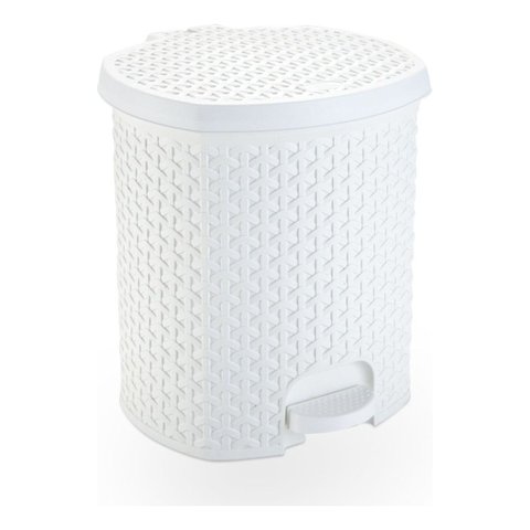 Lixeira Pedal Rattan 15 L Cozinha Banheiro Escritorio Branco