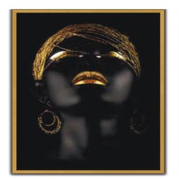 QUADRO MULHER NEGRA AFRICANA COM JOIAS DOURADAS DECORATIVO SALA ESCRITORIO COMERCIO GRANDE 70CM - 1