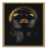 QUADRO MULHER NEGRA AFRICANA COM JOIAS DOURADAS DECORATIVO SALA ESCRITORIO COMERCIO GRANDE 70CM - 1