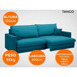 Sofá Tango 2,00M Sem Caixa, Retrátil e Reclinável Velosuede Royal - Netsofás - 7