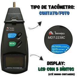 Tacômetro Digital Foto e Contato Mdt-2238c Minipa - 2