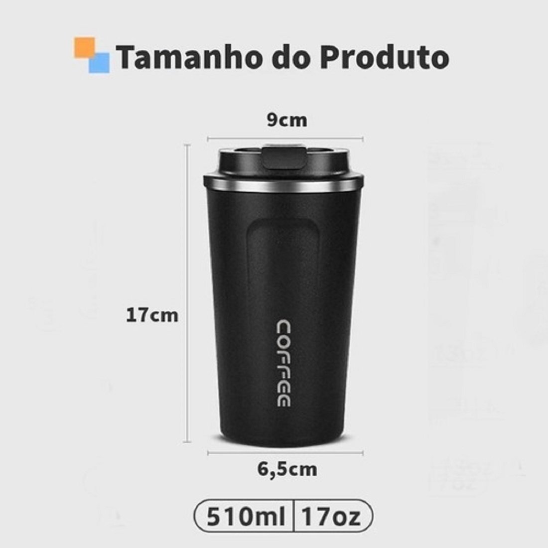 Copo Térmico Coffe anti-vazamento Conserva Quente Frio 510ML YEPP Copo Térmico Inoxidável Anti Vazam - 5