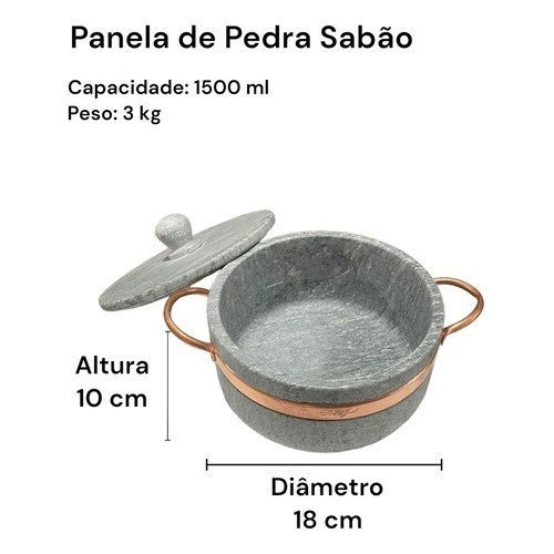 Jogo de Panelas de Pedra Sabão Premium 6 Peças São José - 7
