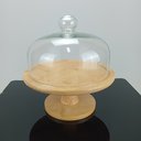 Ver imagem 3 de Prato Bolo com Pé 27x26x26cm Bambu Natural Tampa Vidro Boleira
