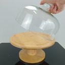 Ver imagem 4 de Prato Bolo com Pé 27x26x26cm Bambu Natural Tampa Vidro Boleira