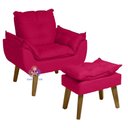 Ver imagem 1 de Kit 02 Poltrona e Puff Opala Suede Vermelho Smf Decor