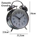 Ver imagem 2 de Relógio Despertador Cromado Campainha Metal Silencioso Luz