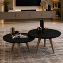 Ver imagem 1 de Mesa de Centro Redonda 2 Peças para Sala Luma - Preto