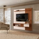 Ver imagem 1 de Painel para TV até 70 Polegadas Ripado com 1 Porta e Nicho DJ Móveis Cosmo 180 Off White Freijó