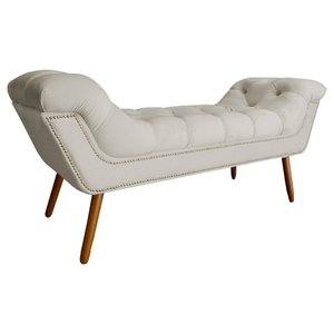 Calçadeira Recamier Sienna Luxo Suede Cores - DS Estofados Solteiro Bege