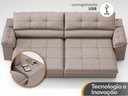 Ver imagem 6 de Sofá com Carregador USB Retrátil Reclinável Montreal 2,90m Velosuede Bege - NETSOFAS