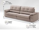 Ver imagem 2 de Sofá com Carregador USB Retrátil Reclinável Montreal 2,90m Velosuede Bege - NETSOFAS