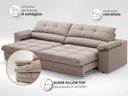 Ver imagem 4 de Sofá com Carregador USB Retrátil Reclinável Montreal 2,90m Velosuede Bege - NETSOFAS