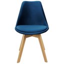 Ver imagem 3 de Kit 4 Cadeiras Charles Eames Leda Veludo Luisa Saarinen Estofada Base Madeira - Azul