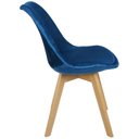 Ver imagem 4 de Kit 4 Cadeiras Charles Eames Leda Veludo Luisa Saarinen Estofada Base Madeira - Azul