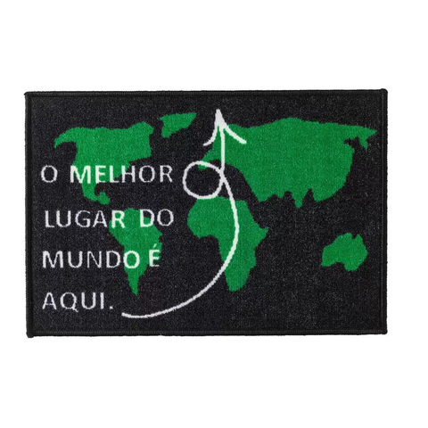 Tapete Corttex de Porta Capacho Bem vindo Antiderrapante 40x60:Preto e Verde