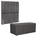 Ver imagem 5 de Kit Cabeceira Cama Box Solteiro 100cm com Calçadeira Baú Dália W01 Linho Cinza Escuro - Lyam