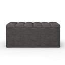 Ver imagem 2 de Kit Cabeceira Cama Box Solteiro 100cm com Calçadeira Baú Dália W01 Linho Cinza Escuro - Lyam
