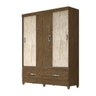 Guarda Roupa 3 Portas Deslizantes 2 Gavetas Castanho Avela - 4
