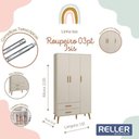 Ver imagem 5 de Jogo de Quarto Infantil Isis Guarda Roupa 3 Portas e Cômoda 4 Gavetas Areia - Reller Móveis Areia
