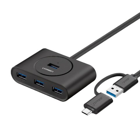 Hub USB-C - 4 Portas USB 3.0 - com Cabo de 1 Metro - 5GBPS - Preto - Ugreen CR113 40850