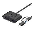Ver imagem 1 de Hub USB-C - 4 Portas USB 3.0 - com Cabo de 1 Metro - 5GBPS - Preto - Ugreen CR113 40850