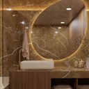 Ver imagem 4 de Papel de Parede Mármore Armani Marrom Brilhante Vinil Adesivo Impermeável Lavável Pia Box Banheiro