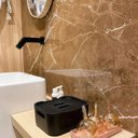 Ver imagem 3 de Papel de Parede Mármore Armani Marrom Brilhante Vinil Adesivo Impermeável Lavável Pia Box Banheiro