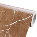 Ver imagem 1 de Papel de Parede Mármore Armani Marrom Brilhante Vinil Adesivo Impermeável Lavável Pia Box Banheiro