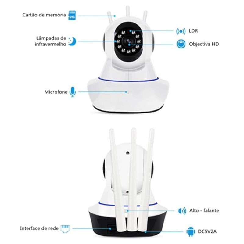 Câmera Robô 3 Antenas Ip Wifi Rotação 360º 720p Segurança - 9