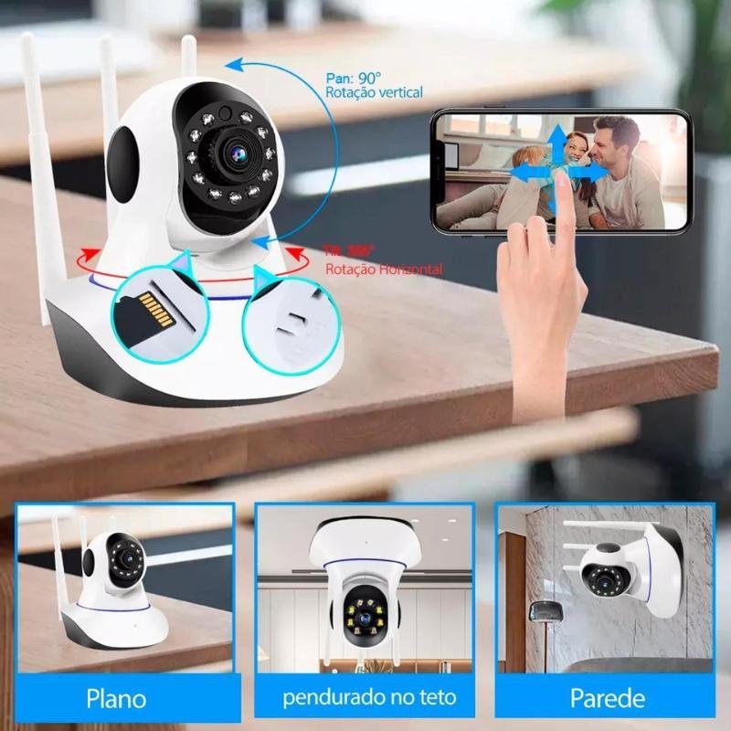 Câmera Robô 3 Antenas Ip Wifi Rotação 360º 720p Segurança - 7
