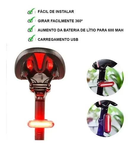 Kit De Luzes De Bicicleta Farol C/ Lanterna Suporte Celular - 8