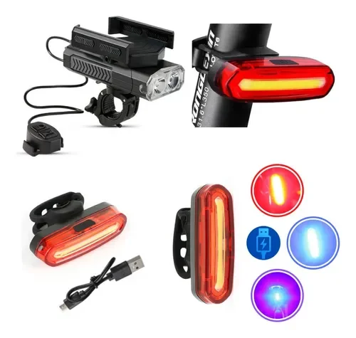 Kit De Luzes De Bicicleta Farol C/ Lanterna Suporte Celular - 1