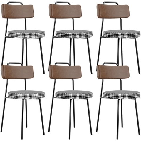 Kit 06 Cadeiras Decorativas Estofada Sala Jantar Barcelona L02 Couríssimo Marrom Pied Poule - Lyam L
