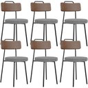 Ver imagem 1 de Kit 06 Cadeiras Decorativas Estofada Sala Jantar Barcelona L02 Couríssimo Marrom Pied Poule - Lyam L
