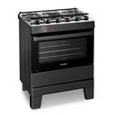 Ver imagem 1 de Fogão a Gás Mesa Inox Tampa de Vidro Forno 84l Esmaltec Ideal Master Preto 5 Bocas Bivolt