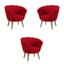 Ver imagem 1 de Kit 3 Poltronas Pétala Sued Vermelho Pés Palito - Kimi Design