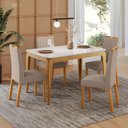 Ver imagem 2 de Mesa de Jantar 4 Lugares Retangular 120cm Tampo Mdf com Vidro Claris N01 Ypê Off White - Lyam Decor