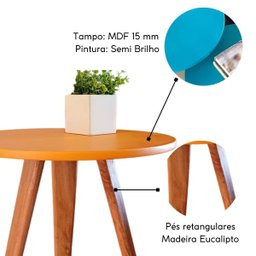 Mesa de Cabeceira Mesa de Apoio Lateral Canto Pé Palito 68cm:preto - 5