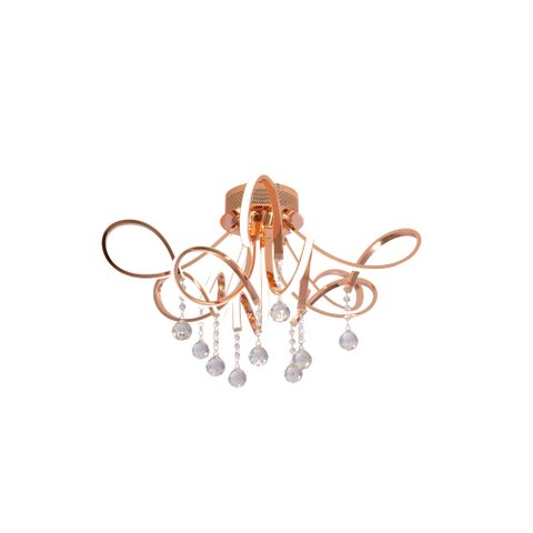 Plafon Rose Gold com Cristais 70cm Led 43W 3500K Bivolt PARIS LUZ