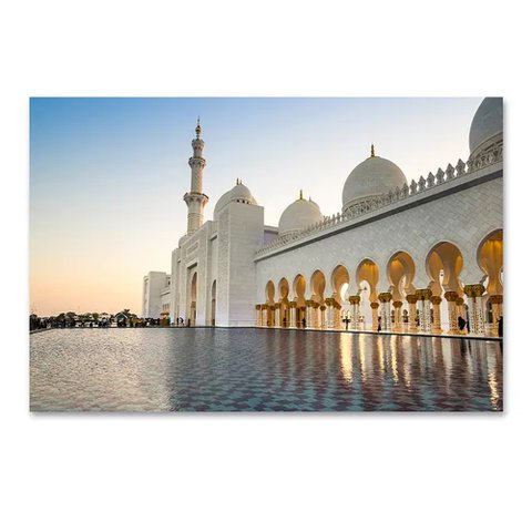 Quadro Decorativo Cidade Abu Dahbi Mesquita Sheikh Zayed, Tela em Canvas (100x70cm)