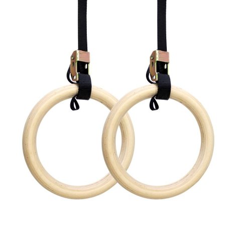 Argolas de Suspensão Olímpicas Madeira para Ginástica Cross Training