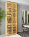 Ver imagem 1 de Cristaleira Torre Modulo Estante Bar Adega LED Pés Ladisa Cor:Off White/Dourado