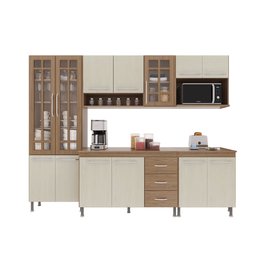 Cozinha Modulada Completa Fidelitá Paris 5 Peças 260cm 13 Portas 3 Gavetas com Tampo - 3